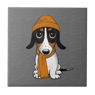 Piebald Dachshund   Cute Hipster Dog Tegeltje