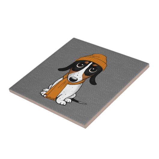 Piebald Dachshund | Cute Hipster Dog Tegeltje (Zijkant)