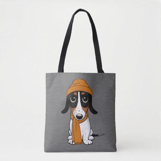 Piebald Dachshund Cute Hipster Dog Tote Bag (Voorkant)