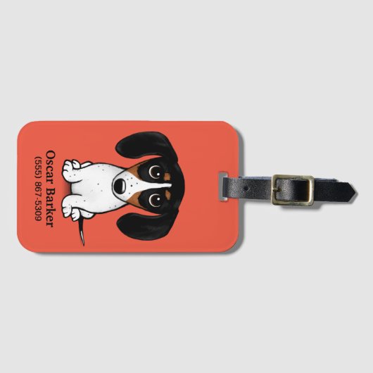 Piebald Dachshund Cute Puppy Dog Bagagelabel (Voorkant (horizontaal))