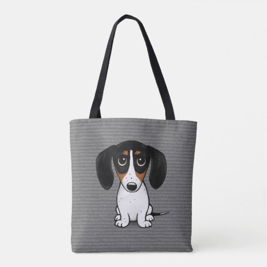 Piebald Dachshund Cute Puppy Dog Canvas tas (Achterkant)