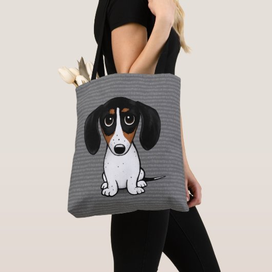 Piebald Dachshund Cute Puppy Dog Canvas tas (Dichtbij)