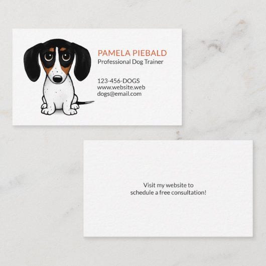 Piebald Dachshund | Cute Puppy Dog Cartoon Visitekaartje (Voorkant / Achterkant)