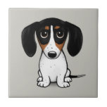 Piebald Dachshund| Cute Puppy Dog Ceramic Tile Tegeltje<br><div class="desc">Zwarte,  geelbruine en witte Piebald Dachshund. Bezoek Jenn's Doodle World voor nog meer accessoires voor thuis en kantoor met deze schattige hond en meer originele wiener-hondenontwerpen.</div>
