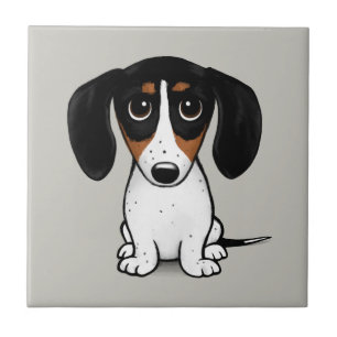 Piebald Dachshund  Cute Puppy Dog Ceramic Tile Tegeltje