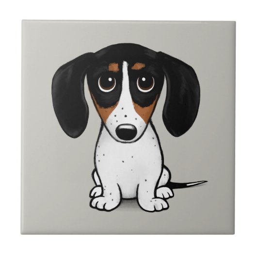 Piebald Dachshund| Cute Puppy Dog Ceramic Tile Tegeltje (Voorkant)