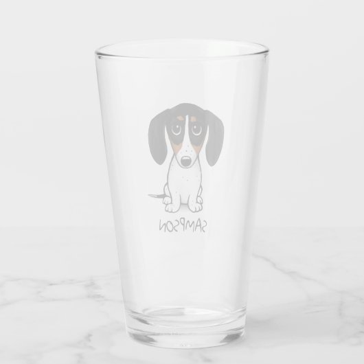 Piebald Dachshund Cute Puppy Dog Custom Glass Glas (Achterkant)