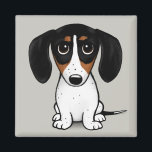 Piebald Dachshund | Cute Puppy Dog Magnet<br><div class="desc">Een leuke fritsmagneet voor Piebald Dachshund-liefhebbers. Zwart,  geelbruin en witte doxie. Bezoek Jenn's Doodle World voor nog meer accessoires voor thuis en kantoor met deze grappige hond en meer originele wiener-hondenontwerpen.</div>