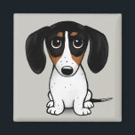 Piebald Dachshund | Cute Puppy Dog Magnet<br><div class="desc">Een leuke fritsmagneet voor Piebald Dachshund-liefhebbers. Zwart,  geelbruin en witte doxie. Bezoek Jenn's Doodle World voor nog meer accessoires voor thuis en kantoor met deze grappige hond en meer originele wiener-hondenontwerpen.</div>