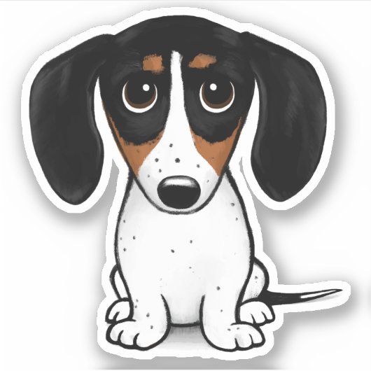 Piebald Dachshund | Cute Puppy Dog Sticker (Voorkant)