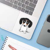 Piebald Dachshund | Cute Puppy Dog Sticker (Laptop met iPhone)