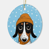 Piebald Dachshund Cute Winter Dog Holiday Keramiek Keramisch Ornament (Links)