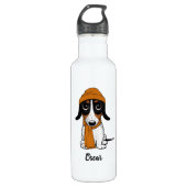 Piebald Dachshund | Hipster Dog met aangepaste tek Waterfles (Voorkant)