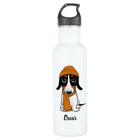 Piebald Dachshund | Hipster Dog met aangepaste tek Waterfles (Voorkant)