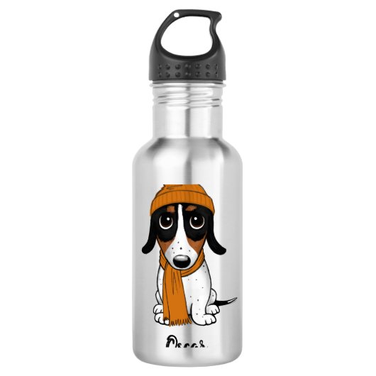Piebald Dachshund | Hipster Dog met aangepaste tek Waterfles (Voorkant)
