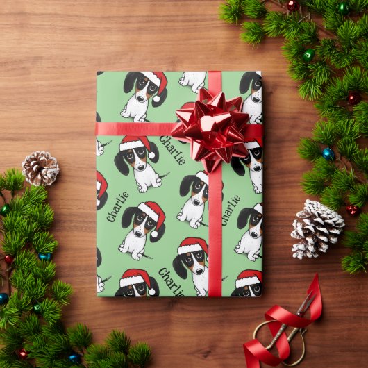Piebald Dachshund Kerstmis Aangepaste Naam Leuke H Cadeaupapier (Feestdagen Geschenken)