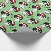 Piebald Dachshund Kerstmis Aangepaste Naam Leuke H Cadeaupapier (Hoek)