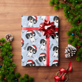 Piebald Dachshund Kerstmis Aangepaste Naam Leuke H Cadeaupapier