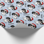 Piebald Dachshund Kerstmis Aangepaste Naam Leuke H Cadeaupapier (Hoek)
