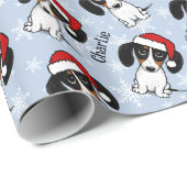 Piebald Dachshund Kerstmis Aangepaste Naam Leuke H Cadeaupapier (Rol Hoek)