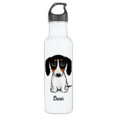 Piebald Dachshund | Kute dog met aangepaste tekst Waterfles (Voorkant)