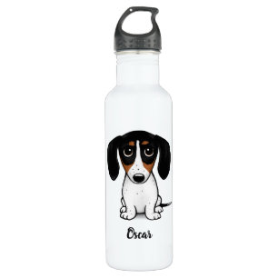 Piebald Dachshund   Kute dog met aangepaste tekst Waterfles