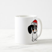 Piebald Dachshund Santa Hond Aangepaste naam Koffiemok (Voorkant rechts)