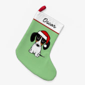 Piebald Dachshund Santa Leuke Wiener Hond Kleine Kerstsok (Voorkant (Hangend))