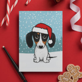 Piebald Dachshund Santa Schattige Wiener Hondenker Feestdagen Kaart
