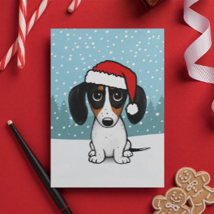 Piebald Dachshund Santa Schattige Wiener Hondenker Feestdagen Kaart