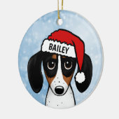 Piebald Dachshund Santa Wiener Dog Aangepaste naam Keramisch Ornament (Links)