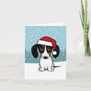 Piebald Dachshund Santa Wiener Hondenkerst Feestdagen Kaart