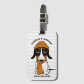 Piebald Dachshund Schattige Hipster Dog Bagagelabe Bagagelabel (Voorkant (verticaal))