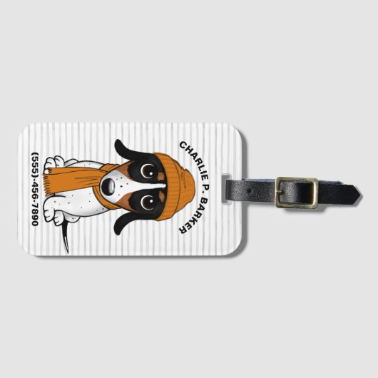 Piebald Dachshund Schattige Hipster Dog Bagagelabe Bagagelabel (Voorkant (horizontaal))