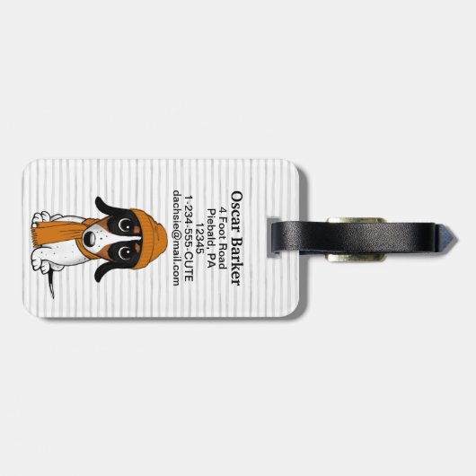 Piebald Dachshund Schattige Hipster Dog Bagagelabe Bagagelabel (Achterkant horizontaal)