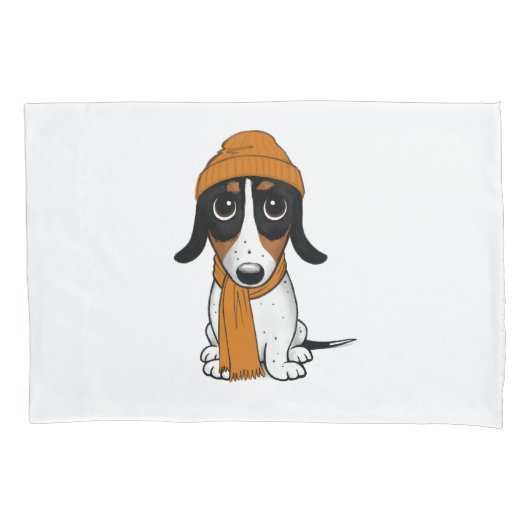 Piebald Dachshund | Schattigee Cartoon Dog met Pet Kussensloop (Voorkant)