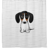 Piebald Dachshund Schattigee Cartoon Puppy Dog Douchegordijn (Voorkant)
