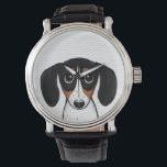 Piebald Dachshund Schattigee Cartoon Puppy Dog Horloge<br><div class="desc">Dit Piebald Dachshund polshorloge is verkrijgbaar in verschillende stijlen voor mannen,  vrouwen en kinderen. Een coole mode accessoire die een geweldig cadeau is voor Doxie-liefhebbers. Bezoek Jenn's Doodle World voor veel meer stijlvolle hondenrassen horloges.</div>