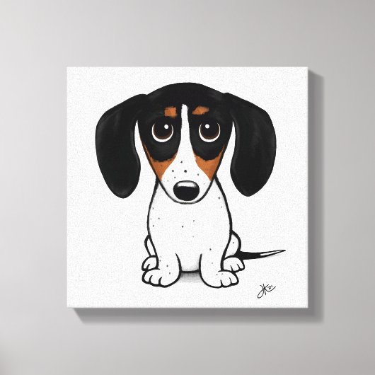 Piebald Dachshund | Schattigee Cartoon Wiener Dog Canvas Afdruk (Voorkant)