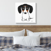 Piebald Dachshund | Schattigee Cartoon Wiener Dog Canvas Afdruk (Insitu (Slaapkamer))