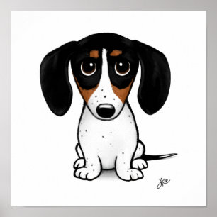Piebald Dachshund   Schattigee Cartoon Wiener Dog Poster