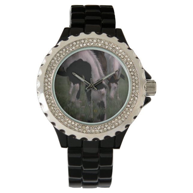 Piebald Horses, dames Sparkle Wristwatch. Horloge (Voorkant)