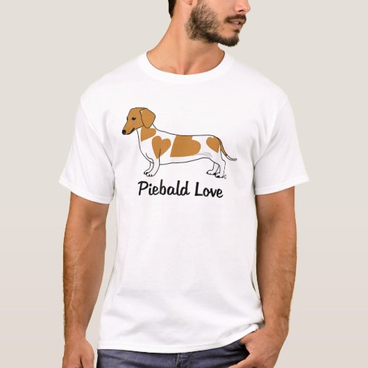 Piebald Love Dachshund T-Shirt (rode markeringen) (Voorkant)