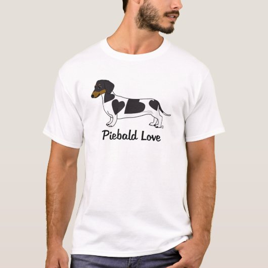 Piebald Love Dachshund T-Shirt (zwarte markeringen (Voorkant)