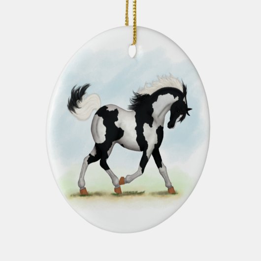 Piebald Overo Pinto Horse Keramisch Ornament (Rechts)