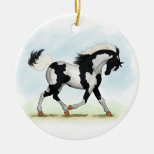 Piebald Overo Pinto Horse Keramisch Ornament