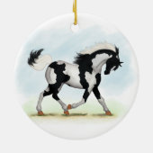 Piebald Overo Pinto Horse Keramisch Ornament (Achterkant)