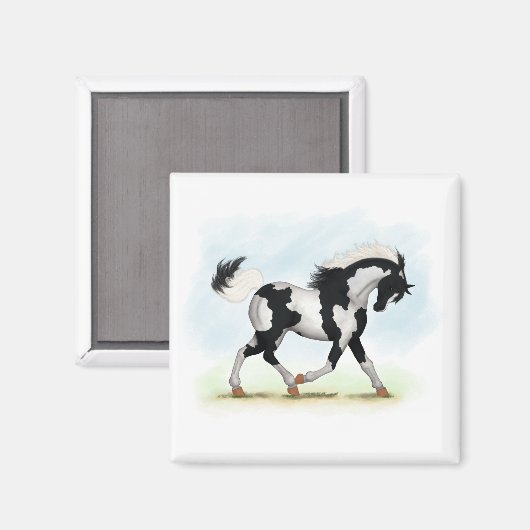 Piebald Overo Pinto Horse Magneet (Voorkant / Achterkant)