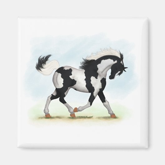 Piebald Overo Pinto Horse Magneet (Voorkant)