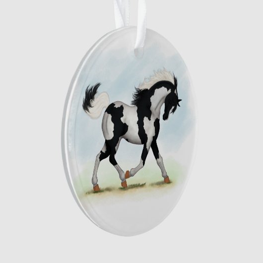 Piebald Overo Pinto Horse Ornament (voorkant)